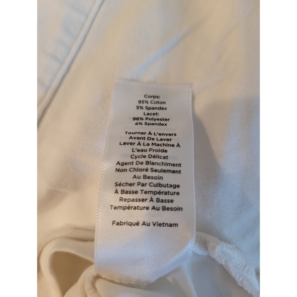 Talbots Woman White Crochet Lace Sleeve Pocket Top 2X Cotton Blend 3/4 Sleeve - Picture 5 of 5